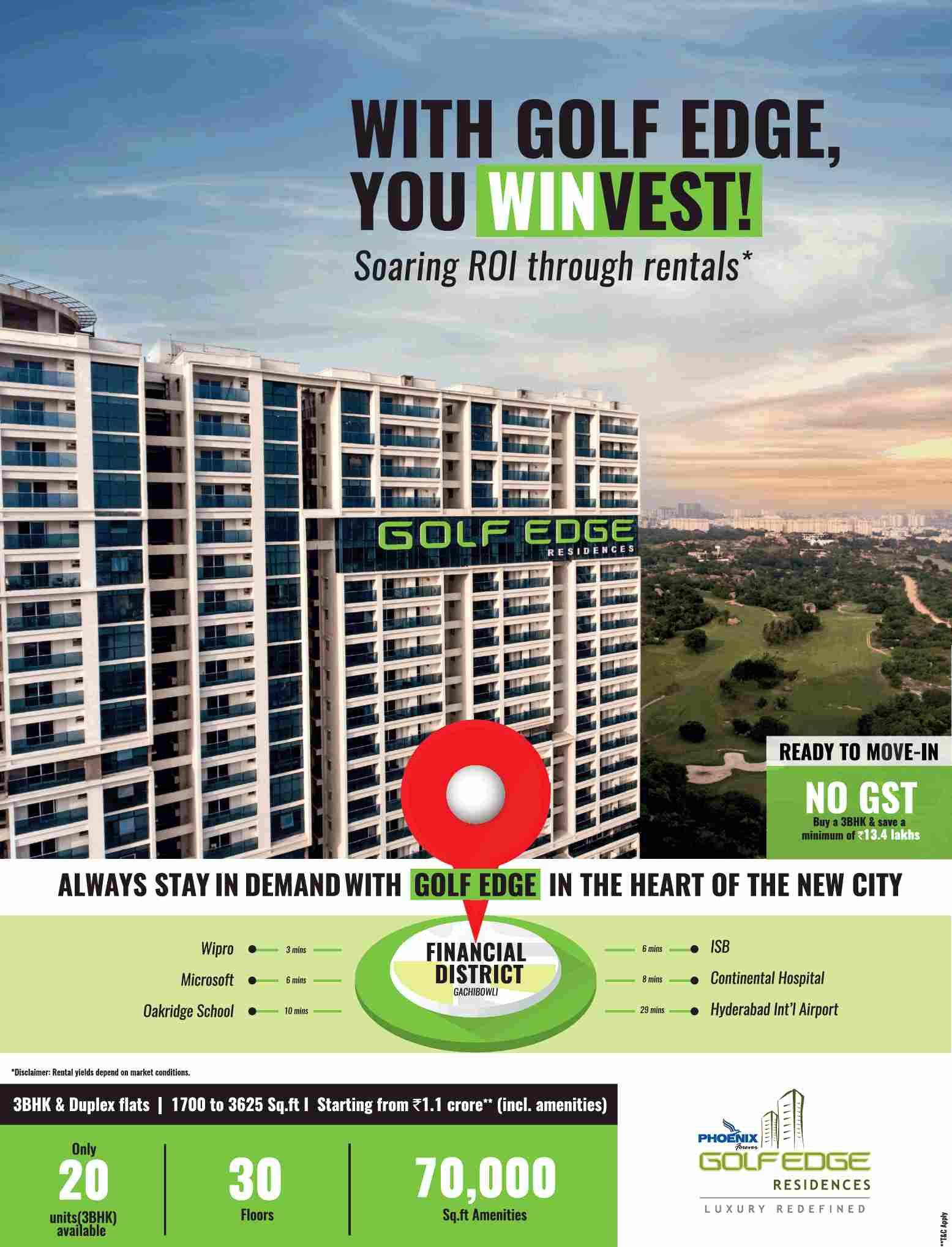Buy a 3 BHK and save a minimum of Rs. 13.4 Lakhs at Phoenix Golf Edge in Hyderabad Update